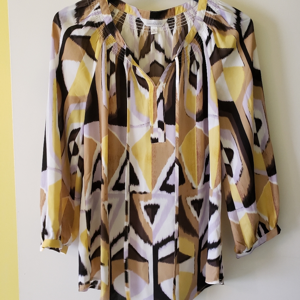 Patterned 3/4 sleeve blouse